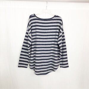 Two by Vince Camuto Tunic Striped Sweater, Size XL, Blue Gray
